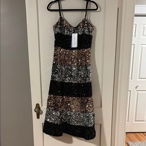 Elegant Sequin Striped Dress